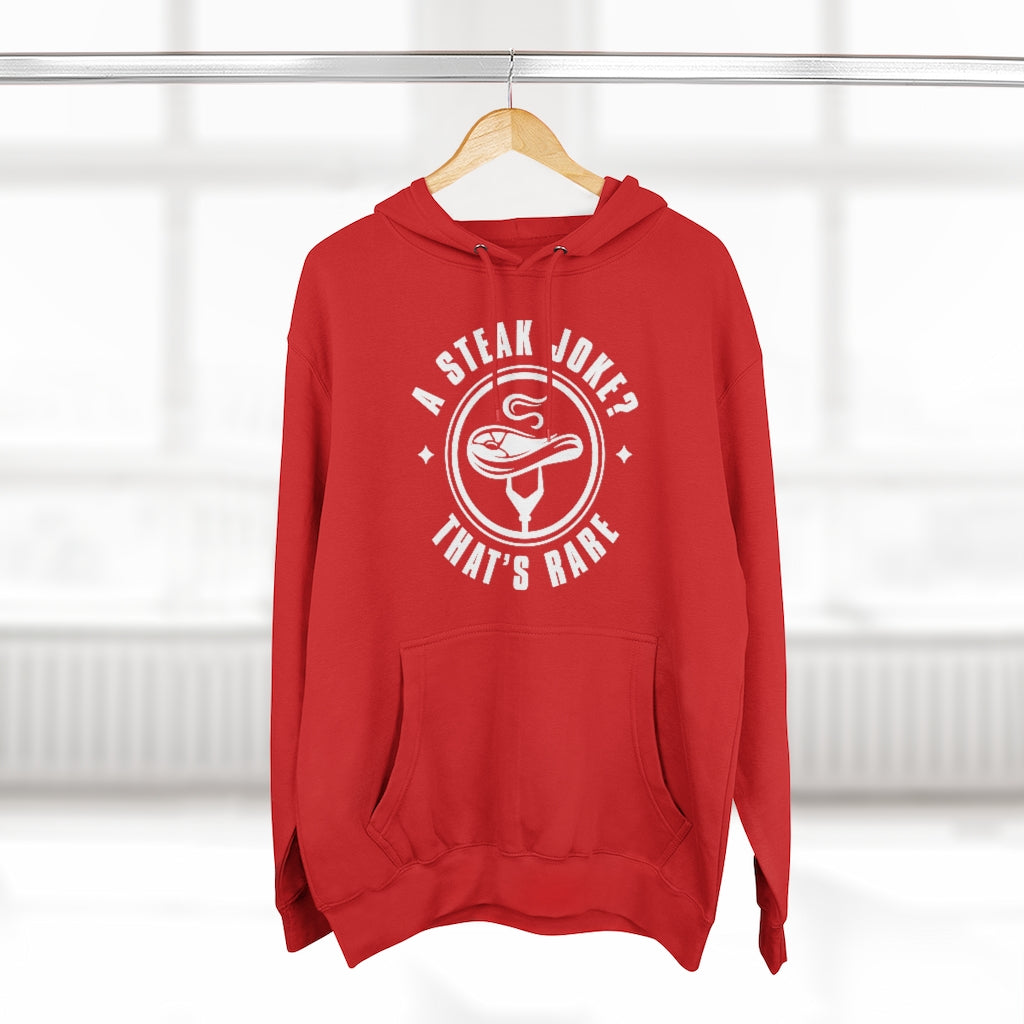 a steak joke that’s rare unisex red food punhoodie