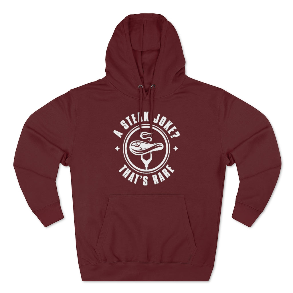 a steak joke that’s rare unisex burgundy hoodie