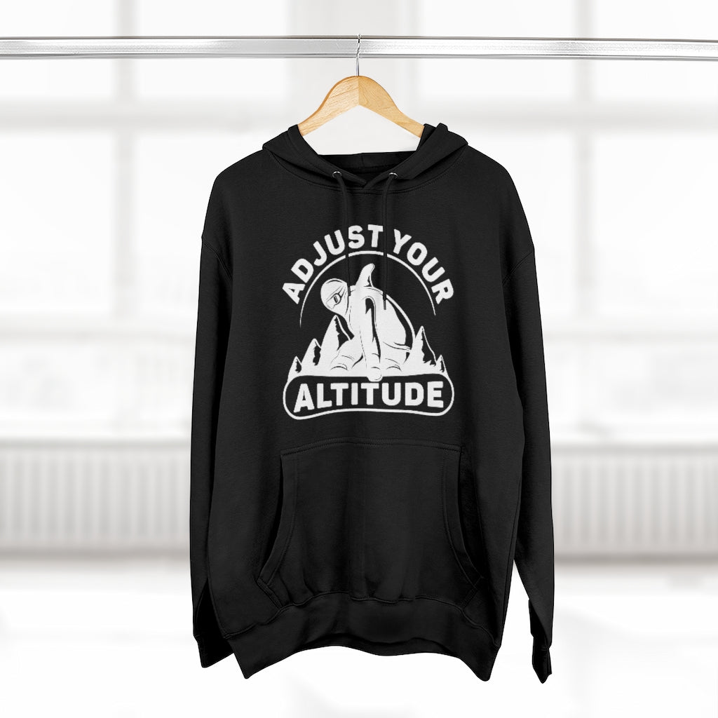 adjust your altitude unisex black snowboarding pun hoodie