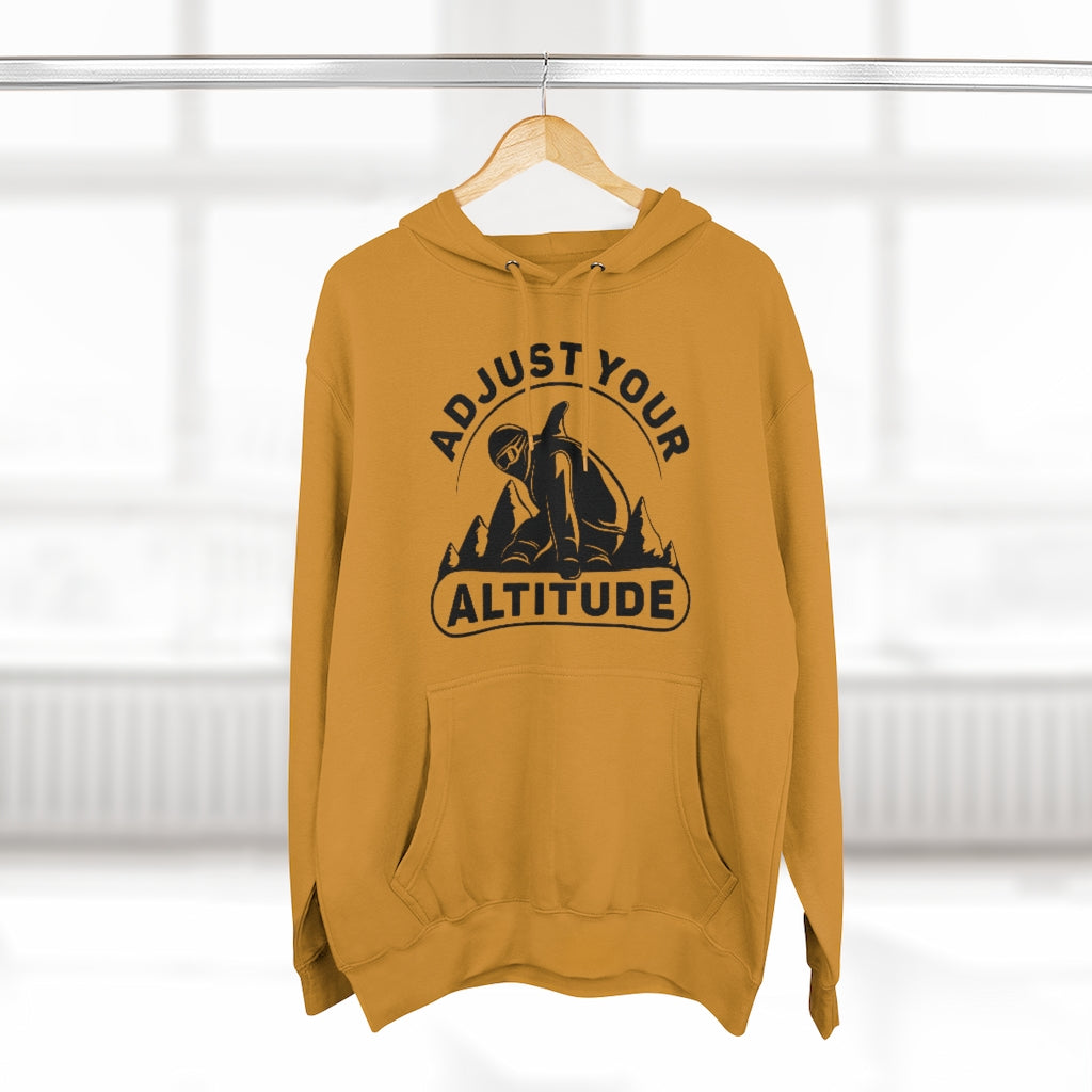 adjust your altitude unisex mustard snowboarding punhoodie