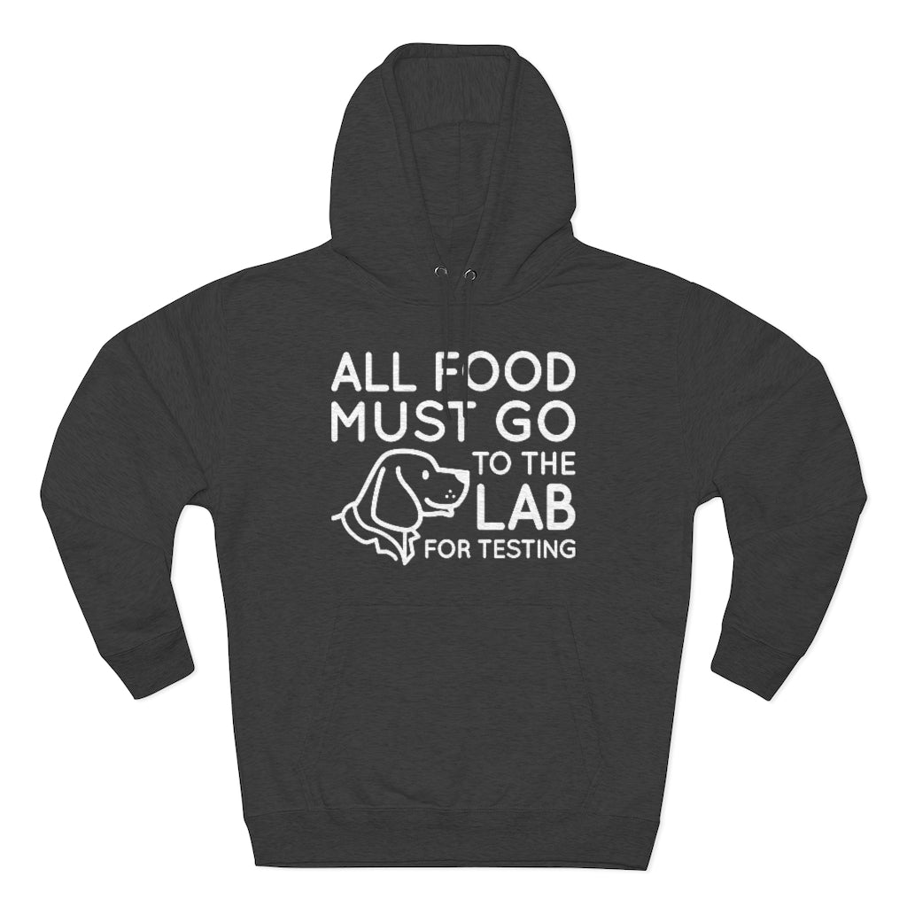 all food must go to the lab for testing unisex charcoal heather hoodie