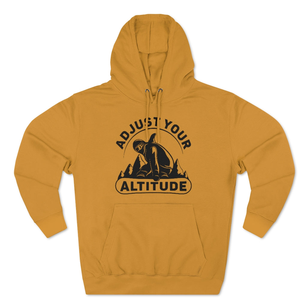 adjust your altitude unisex mustard hoodie