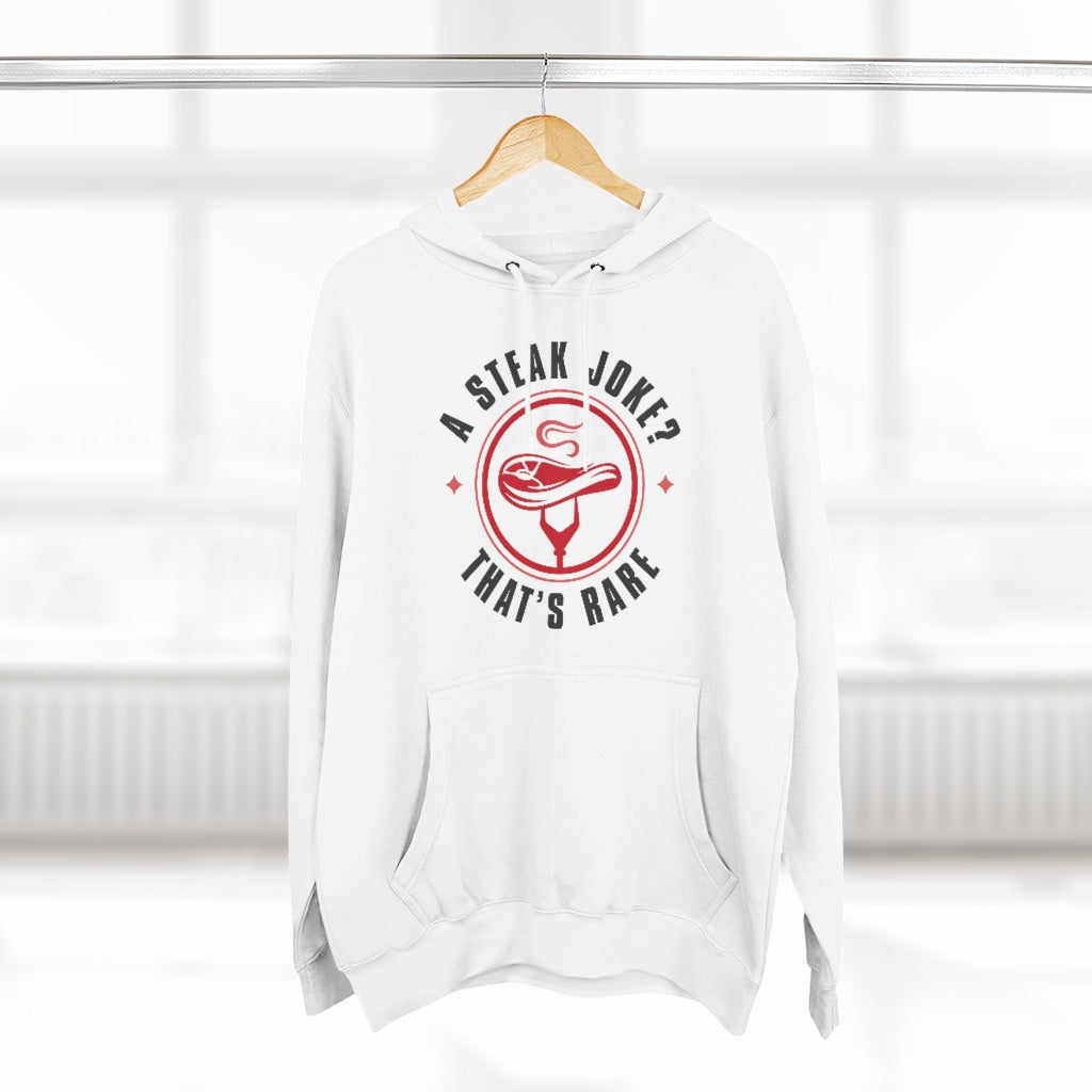 a steak joke that’s rare unisex white food pun hoodie