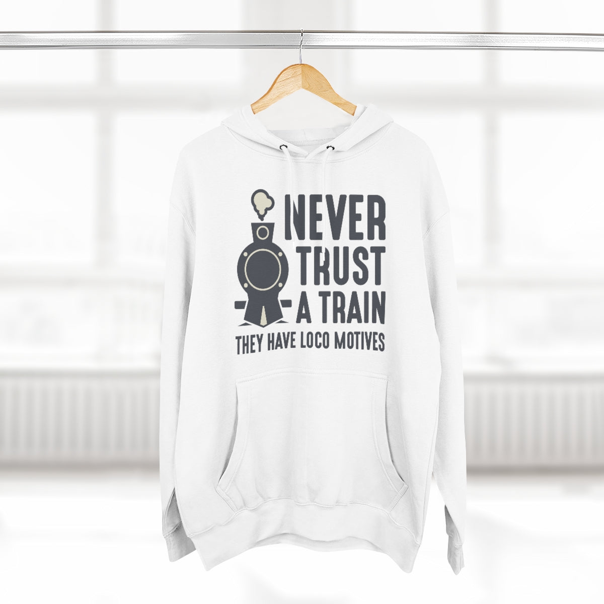 Never Trust A Train They Have Loco Motives Unisex Hoodie