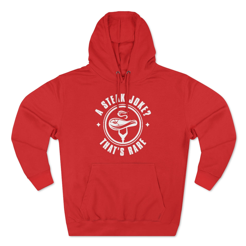 a steak joke that’s rare unisex red hoodie